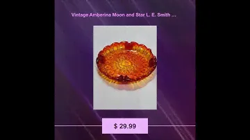 Vintage Amberina Moon and Star L. E. Smith Round Ashtray 8 1/4" x 1 1/2"