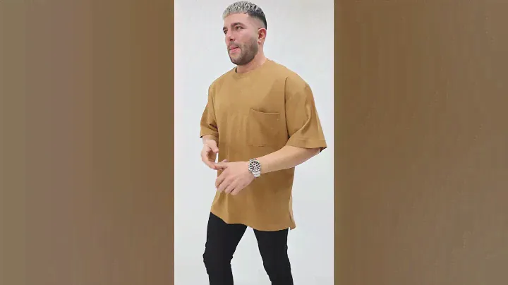 Kompakt Penye Camel Yırtmaç Ve Cep Detaylı Oversize Erkek T-Shirt